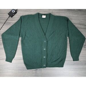 Huntington Ridge Cardigan‎ Womens Medium Green Sweater Button Vintage Made USA